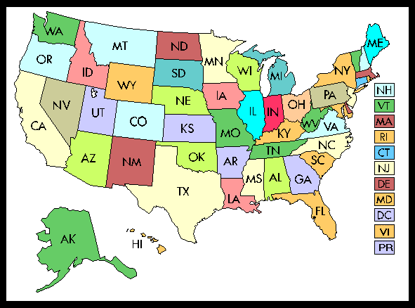 Map of USA made from copy of US Government map
